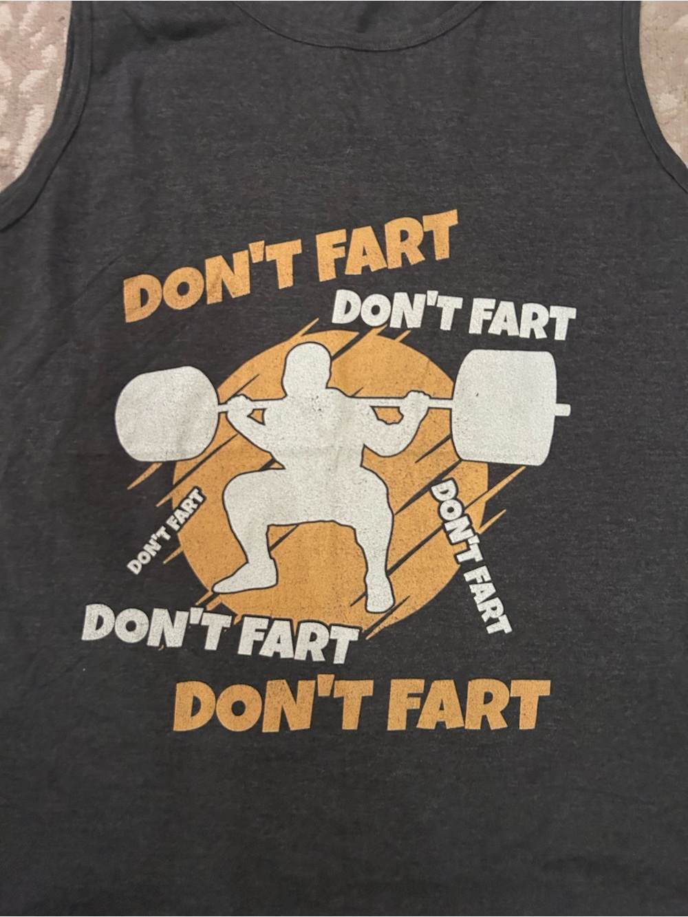 men’s Graphic Tank Top - Don't Fart Design, Charcoal